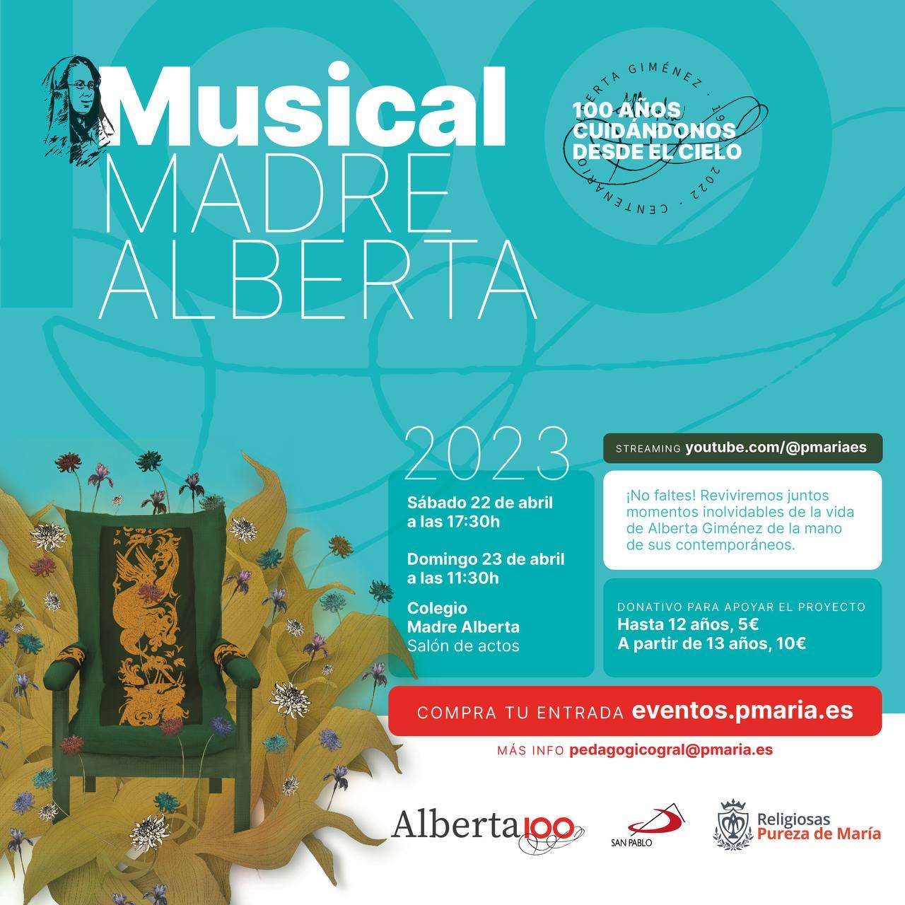 El 22 y 23 de abril de 2023 se celebrará un musical en honor al centenario de Madre Alberta.